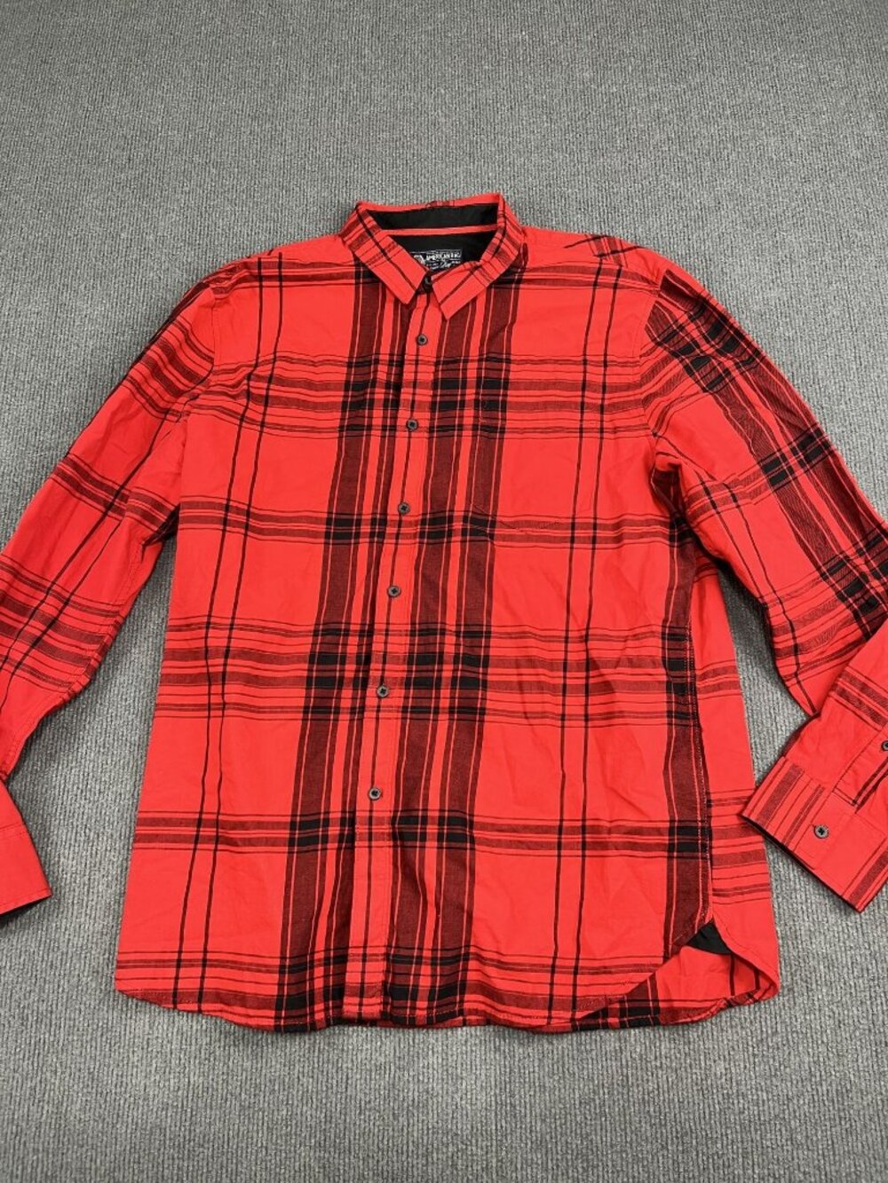 American Rag Mens Red Black Plaid Button-Up Long Sleeve Shirt XL